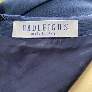 Hadleighs of Texas Navy Blue Dress US Size 8 Lined Bow Puffed Sleeves